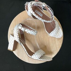 Tabitha Simmons White Leather Lasercut accents sandals